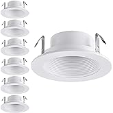 TORCHSTAR 6-Pack 4 Inch Recessed Light Trim, White | Full Metal, Step Baffle, 4 Inch Can Light Trim for PAR16, PAR20, BR20, Anti Glare, Fit Halo/Juno Remodel Recessed Housing