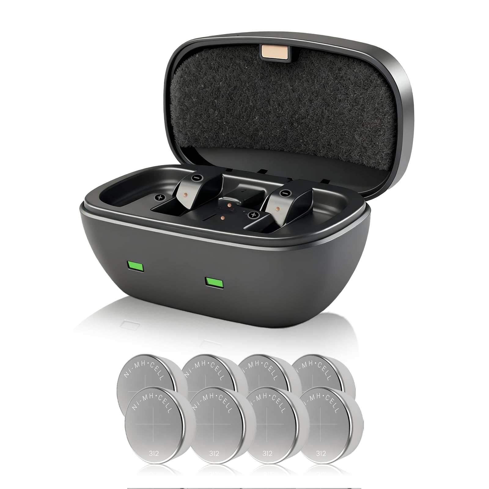 Photo 1 of 312 Rechargeable Batteries for Hearing Aids with Battery Charger, 8 Packs Rechargeable Hearing Aide Batteries Size 312 and Charging Case, 8-10H Battery Life for Non-Bluetooth (8 Batteries + Charger)