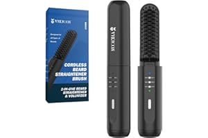 VIKICON Beard Straightener for Men: Cordless Heated Beard Brush for Men, Electric Hot Comb, Anti-Scald Mini Straightening Brush for Beard Grooming, Portable for Travel and Home Use, Gifts for Him Dad