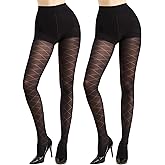 MANZI Diamond Patterned Control Top Tights Checkered Tummy Control Pantyhose 50 Denier