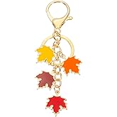 PATIKIL 1 Pcs Maple Leaf Keychain, Metal Cute Keychains Charm with Lobster Clasp Keyring Key Chain for Women Girls Bag Purse Charms Party Favors Gift, Crimson