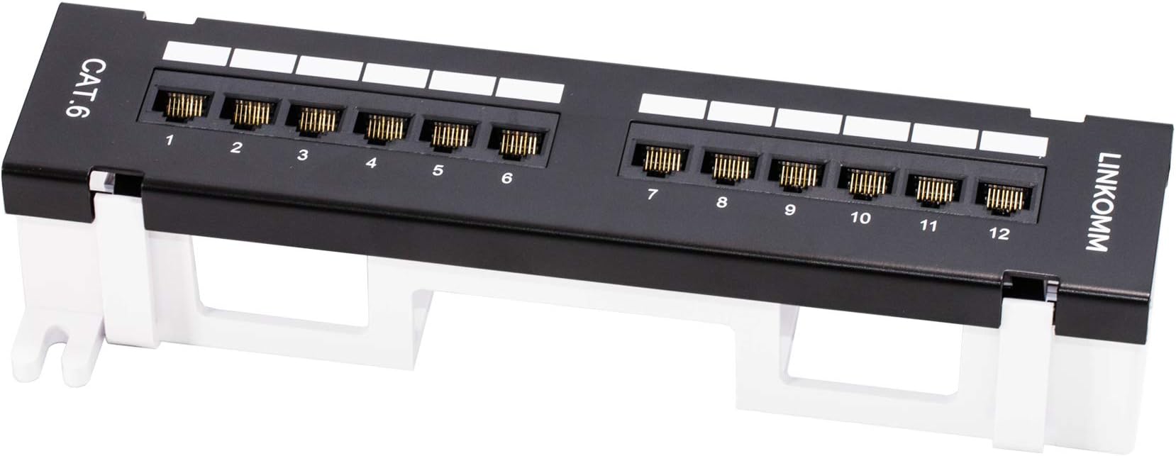 LINKOMM UL Listed RJ45 Cat6 10 inch 12-Port UTP Unshielded Patch Panel with 89D Mounting Bracket/Vertical Mini Patch Panel