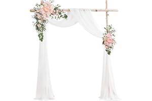 Mtgluk Wedding Arch Draping Fabric 30"x240", Sheer Chiffon Backdrop Panel for Ceremony, Arbor, Party, Stairway, Bridal Shower, Event Decorations (White)