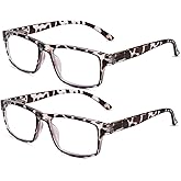 Kitchasy 2 Pack Reading Glasses, Leopard Frames Blue Light Blocking Readers,Filter UV Ray/Glare Computer Reading Glasses, Lightweight Spring Hinges Eyeglasses for Women Men(2-pack Leopard,2.25)