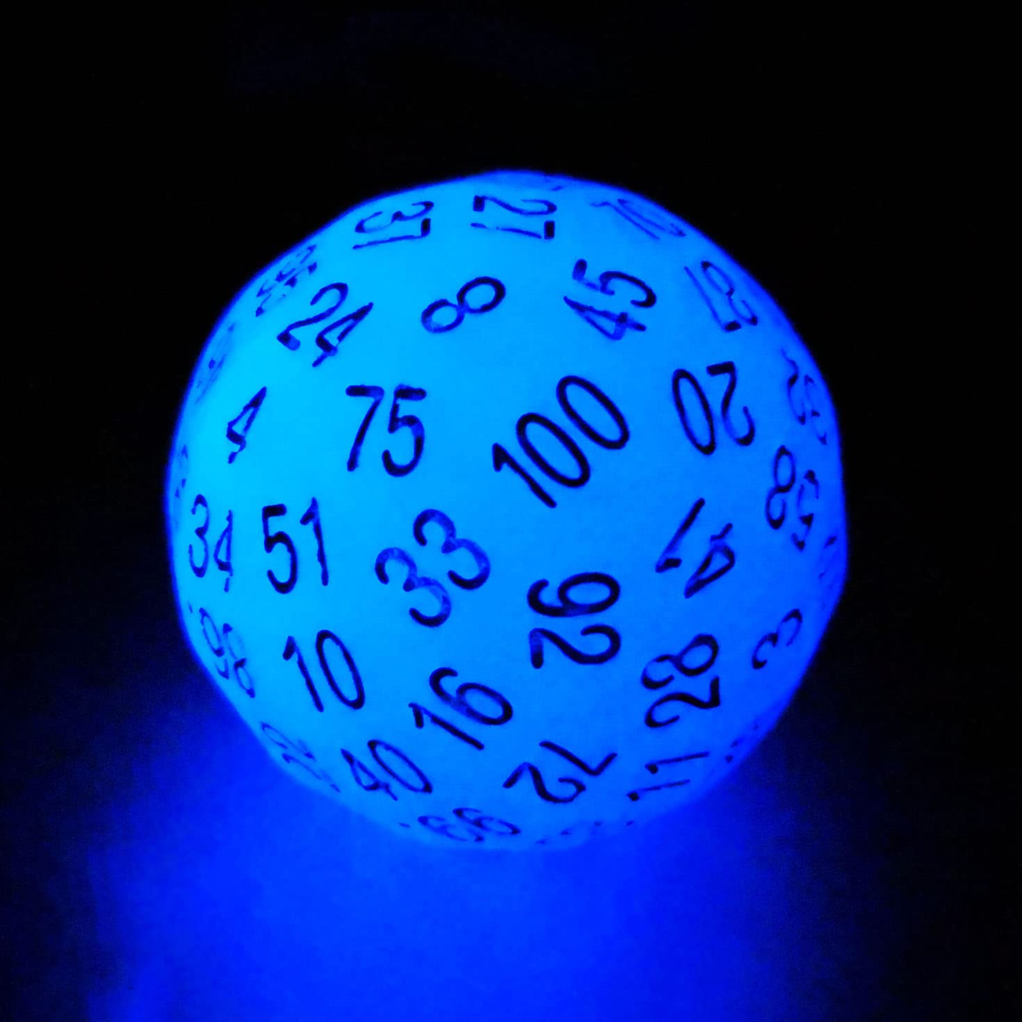Bescon Glowing Polyhedral 100 Sides Dice Acid Blue, Luminous D100 Dice, 100 Sided Cube, Glow in Dark D100 Game Dice โ image 1