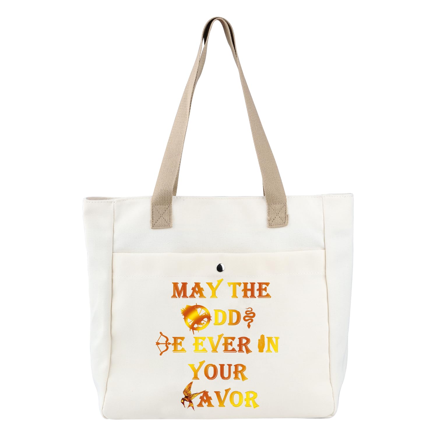 PLITI Hunger Movie Inspired Gift May The Odds Be Ever In Your Favor Tote Bag For Hunger Fans Shoulder Bag Katniss Fans Gift (Be ever in favor TBU)