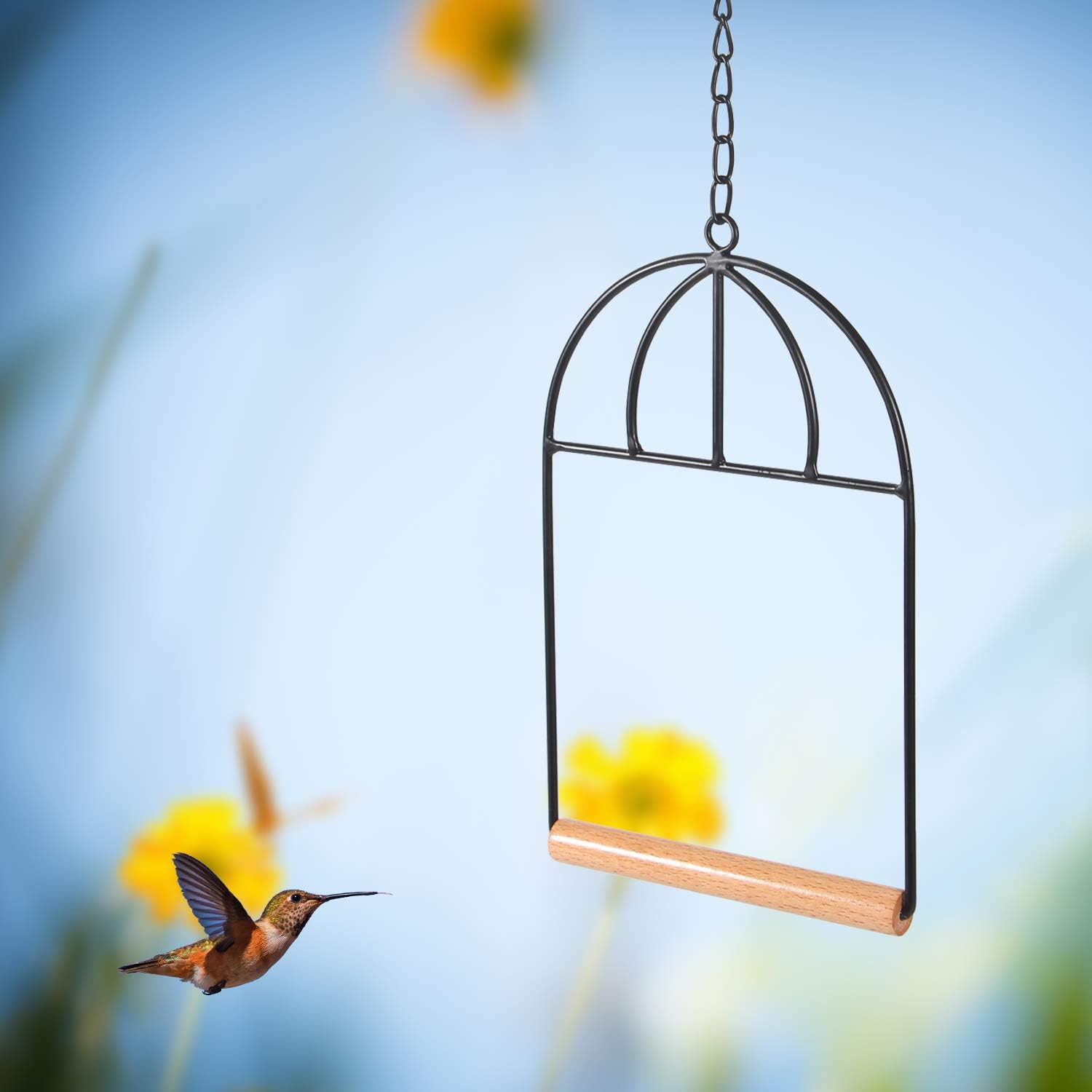 Kimdio Bird Swing Natural Wooden Cage Hammock, Bird Toy Parrot cage perches Cages Cockatiel Conure caiques Parakeets Budgie parrotlet Swings Perch: Garden & Outdoor