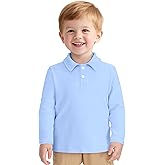 ZUEMET Toddler Boys Long Sleeve Polo Shirts School Uniform Dress Shirt Size18M-5T