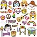 60s Photo Booth Props, 45pcs BizoeRade 60s Party Photo Booth, 1960s Theme Hippie Party Decorations, 60's Flower Power Photo Props for Groovy Party Woodstock Party