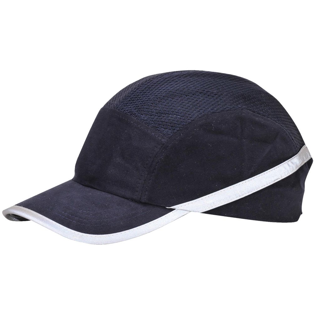 Portwest PW69 Vented Safety Bump Cap with Long Peak - Adjustable Breathable Workwear Baseball Hat, Navy