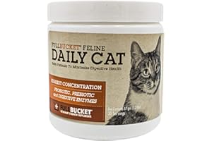 FullBucket Daily Cat Probiotic Powder - Digestive Supplement for Diarrhea, Gas and Supporting Gut & Stomach Health with Prebiotics & Enzymes, 30 Servings