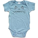 Apericots I’m Purrrfect Cat Face Whiskers Funny Short Sleeve Infant Bodysuit