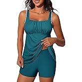 Summer Mae Modest Tankini Swimsutis for Women Two Piece Tummy Control Bathing Suits Ruched Front Tank Top Swim Suits 2026
