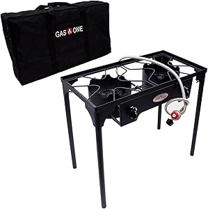 GasOne B-5000+50460 Propane Double Burner & Carry Bag 2 Burner Gas Stove Outdoor