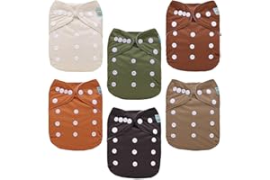 ALVABABY Baby Cloth Diaper 6 Pack with 12 Inserts One Size Cloth Diaper Covers Adjustable Washable Reusable for Baby Girls and Boys
