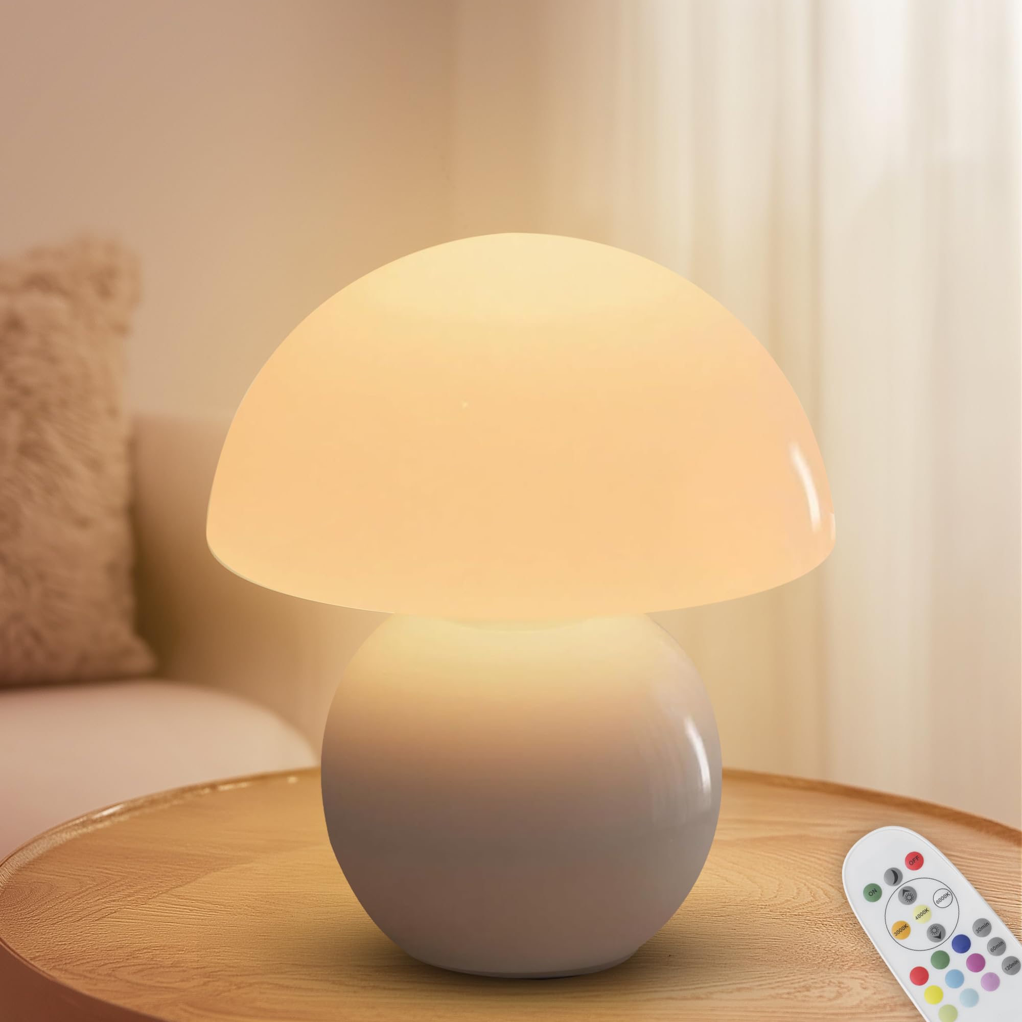Photo 1 of KARTOOSH Cordless Cute Mushroom Lamp with Remote Control, Cordless Lamps for Tables, 9 RGB, 3 Color Temperature, Stepless Dimmable, Timer, Memory, Unique Aesthetic Home Decor for Living Room (White)