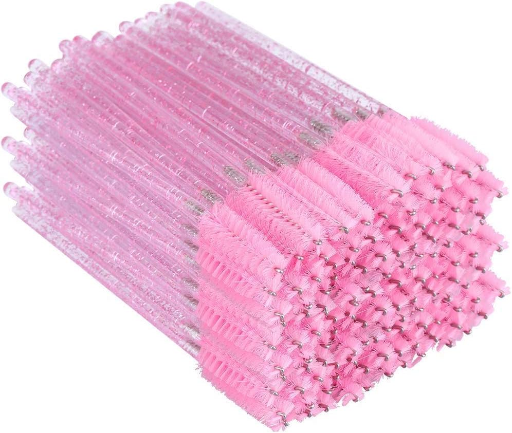 G2PLUS 300 PCS Disposable Eyelash Brushes Pink Spoolies & Mascara Wands