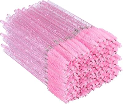 G2PLUS 300 PCS Disposable Eyelash Brushes Pink Spoolies & Mascara Wands