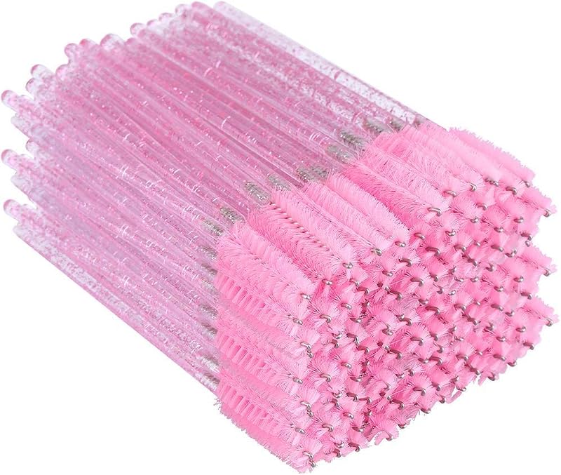 G2PLUS 300 PCS Disposable Eyelash Brushes Pink Spoolies & Mascara Wands