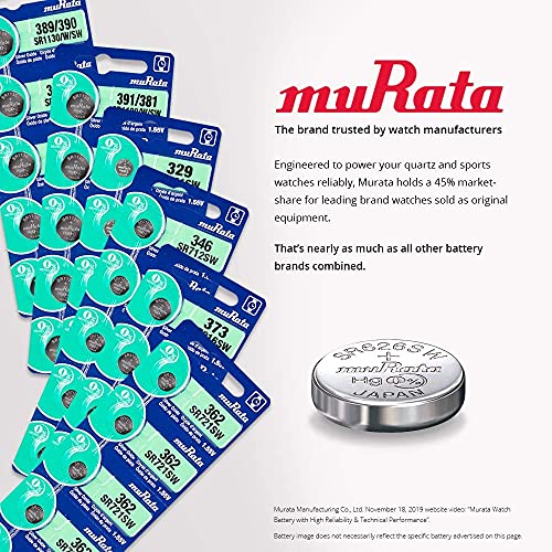 Murata 371 SR920SW Battery 1.55V Silver Oxide Watch Button Cell - Replaces Sony 371 (2 Batteries)