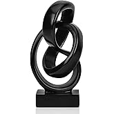 DOVDOV Abstract Black Knot Sculpture, Geometric Decor, Black Decorative Piece for Living Room Coffee Table or Bookshelf Top, Office Coffee Table or Entryway Console Decor.