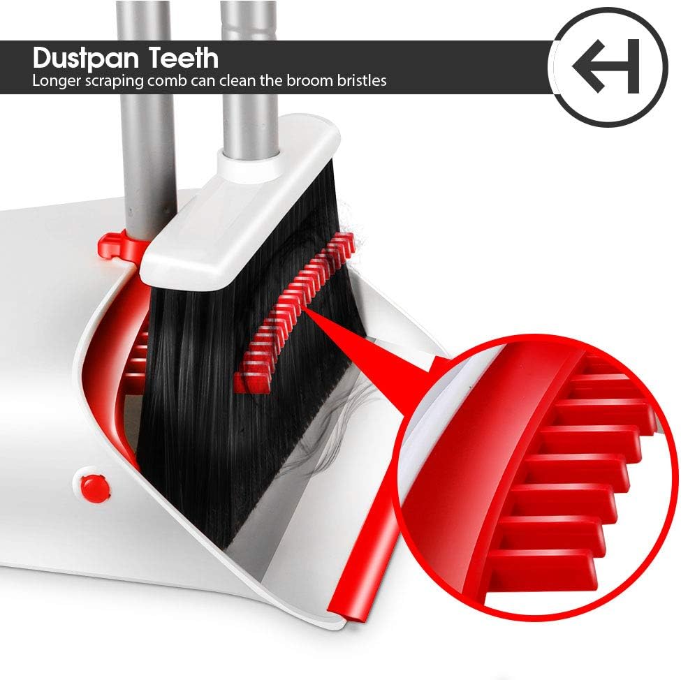 Upright Broom and Dustpan Set with 52" Long Handle Easy to Store Dust Pan Broom with Comb Household Cleaning Supplies Easy to Assemble for Home Kitchen Room Office Outdoor Indoor: Garden & Outdoor