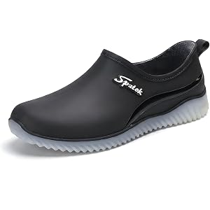 CSLIEHSH Pvc Rain Shoes for Women’s Waterproof Low Top Garden Shoes Molded Rubber Non-Slip Ridged Sole Low Cut Rain Booties E