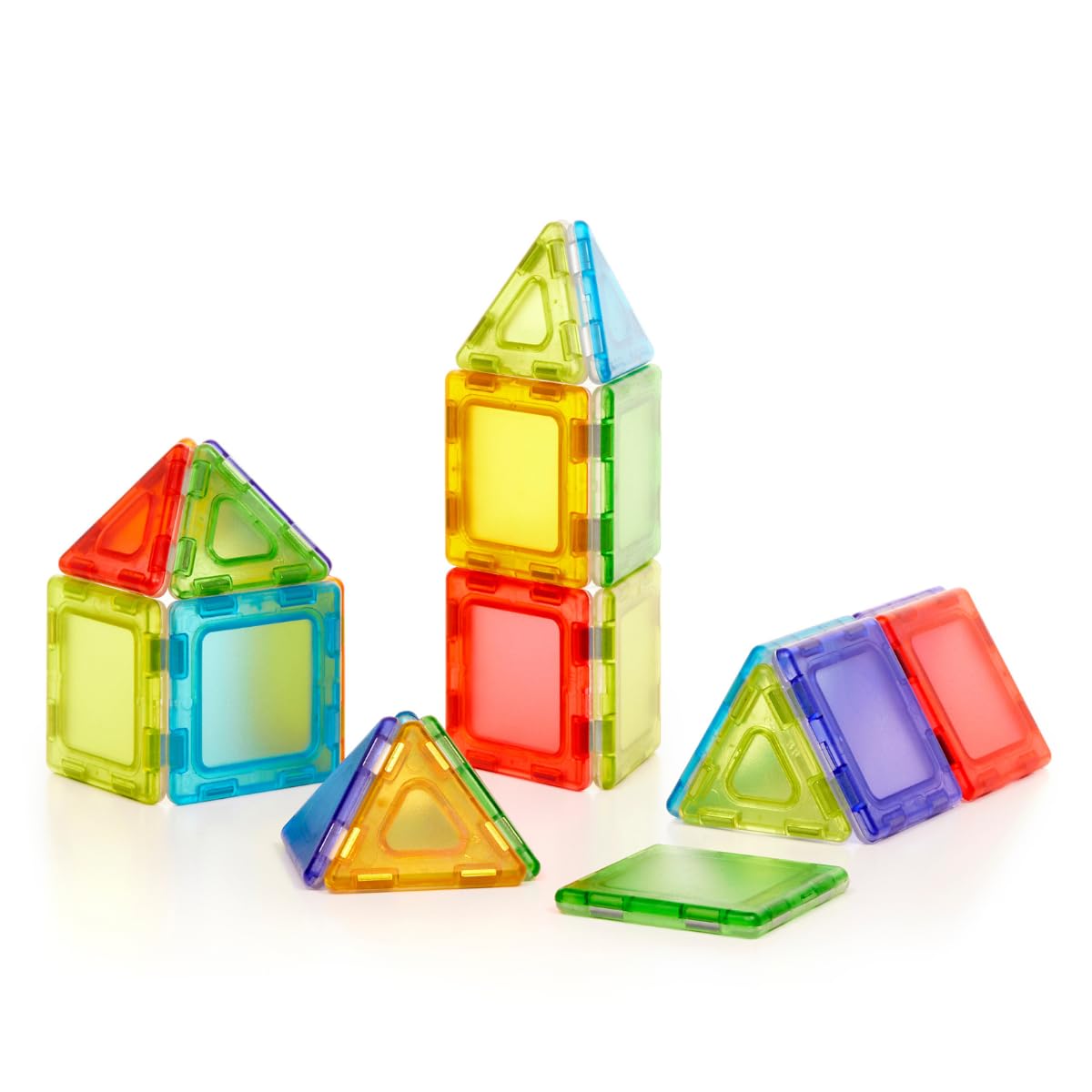 Polydron Translucent Solid Magnetic Class Set - 24 Piece Magnetic Education Learning Construction Building Tiles Toy