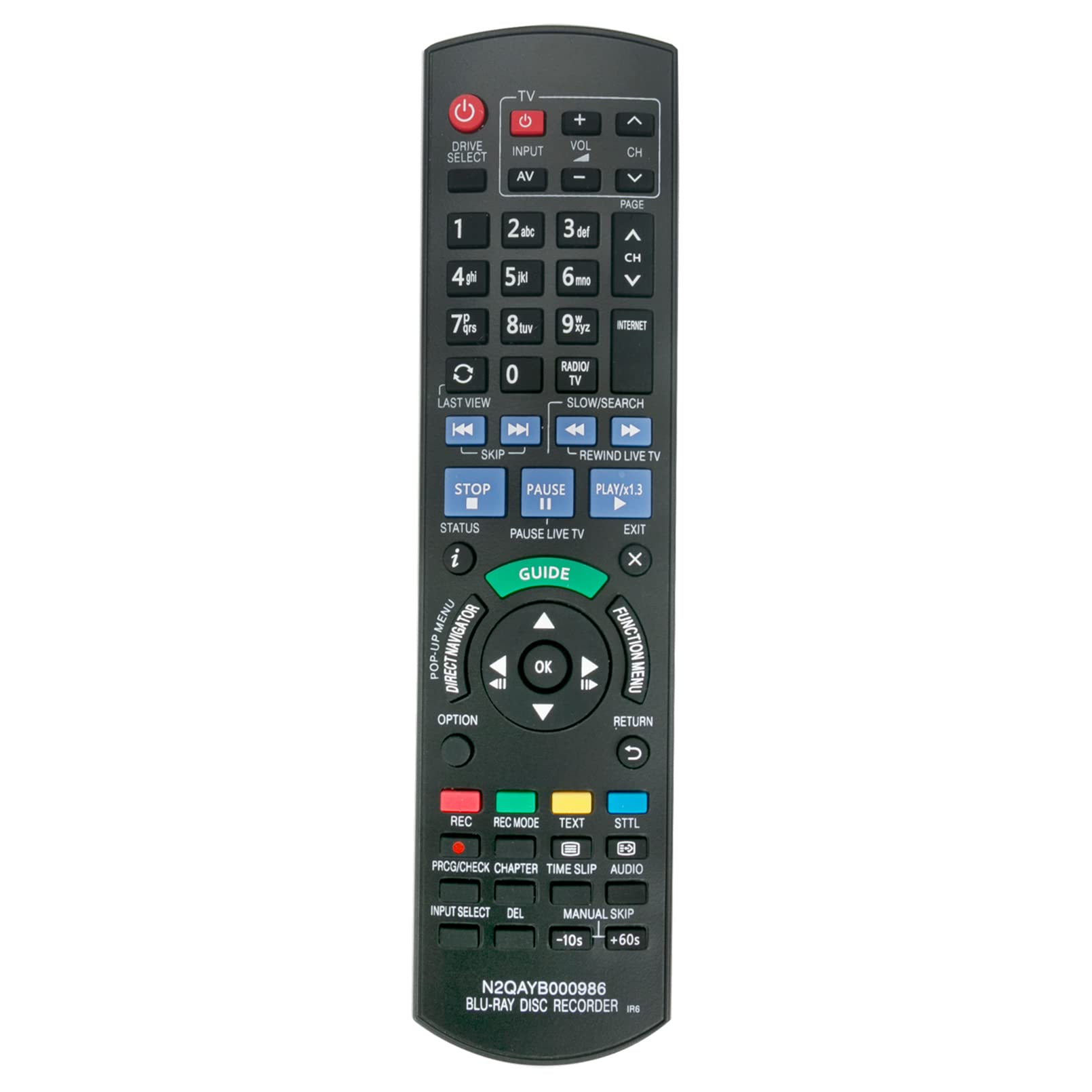 VINABTY N2QAYB000986 ​Replacement Remote Control fit for Panasonic Blu-ray Disc Player HDD Recorder DMR-BCT940 DMR-BST845 DMR-BST940 DMR-BCT84 DMR-BCT74 DMR-BCT845 DMR-BST740 DMR-BCT74ENK