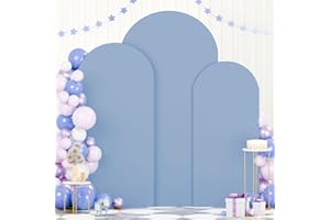 FOTSHARER Dusty Blue Arch Cover Set of 3 Spandex Arch Covers Stretchy Backdrop 4FT 5FT 6FT Chiara Wall Arch Stand Cover Round Top Backdrop Cover for Arch Stand Wedding Arch Cover for Party Decorations