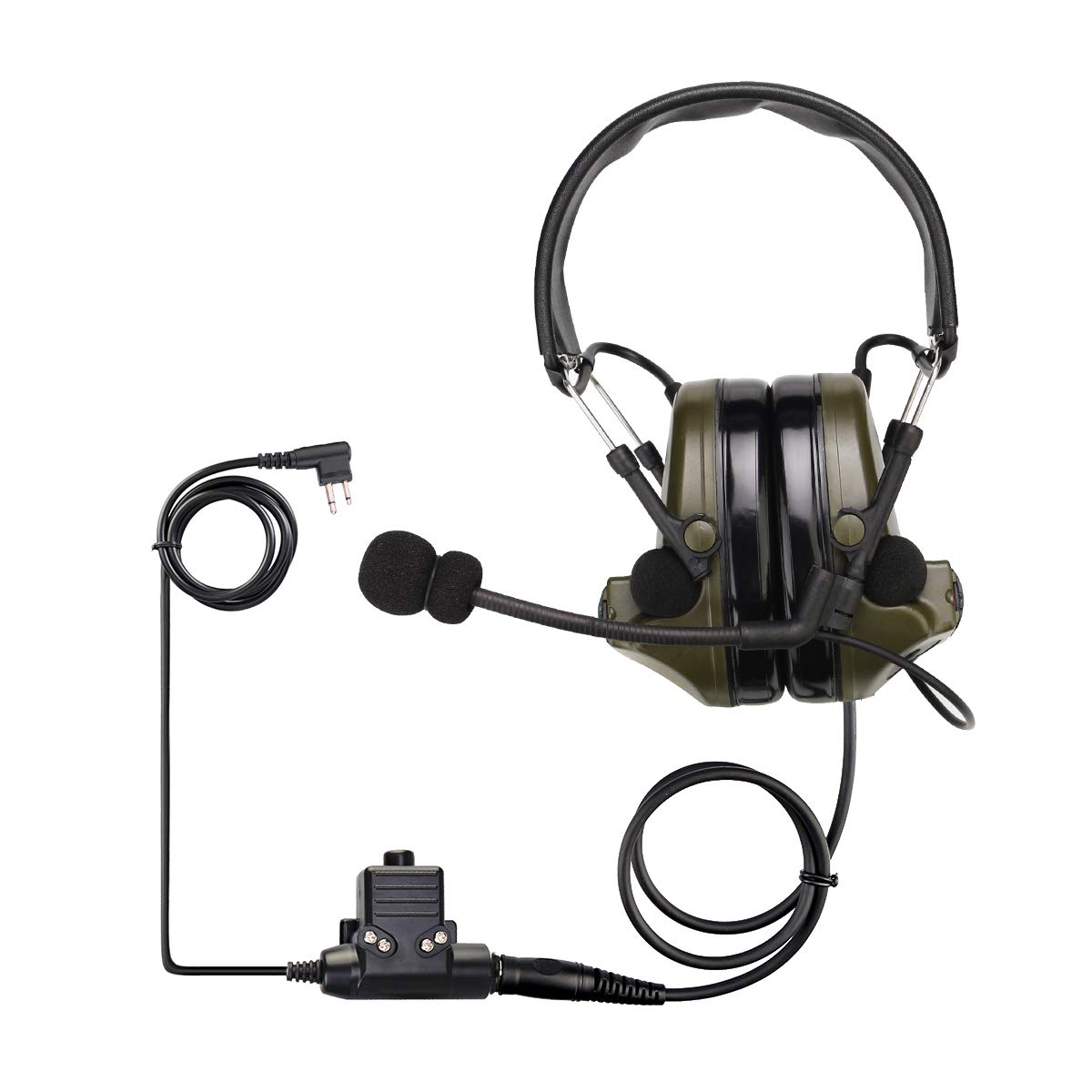 Retevis EHK007 Walkie Talkie Tactical Headset Airsoft, IPX4, Electronic, Noise Reduction, Headphones Protect Hearing for Motorola 2 Pin Jack Two Way Radios for Airsoft CS Exercises (1Pack)