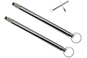 Benpaoba Cigar Black Multitool Dual Size Cigar Punches Cigar Holder (2 Packs) Draw Enhancer Twin Nubber Stainless with Key Ring Outdoor Travel with Bags Chain