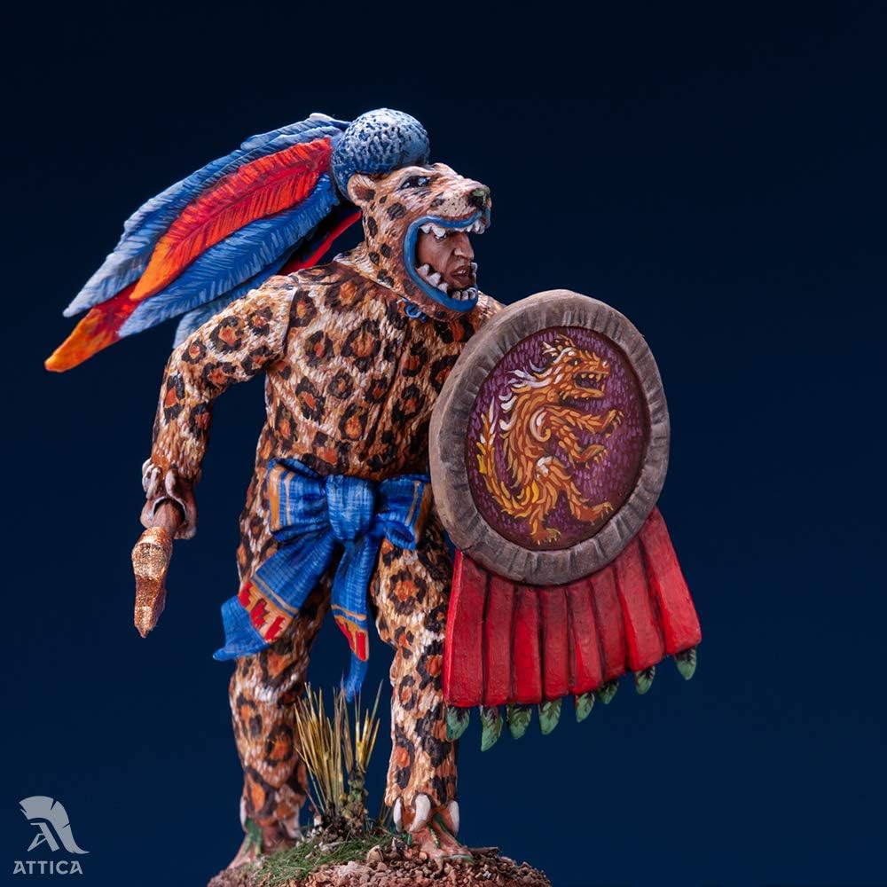 Amazon アステカジャガー戦士 ジャガーナイト テノチトラン メキシコ アステカの帝国 タラコパン 54mm 1 32スケール おもちゃ兵士 塗装メタルミニチュアアートフィギュア ロボット 子ども向けフィギュア おもちゃ