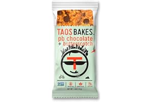 T TAOS BAKES Taos Bakes Snack Bars - Peanut Butter Chocolate + Butterscotch - Gluten Free, Non-GMO, Plant Based, Vegan Granola Bars - Healthy & Delicious Baked Bars - (12 Pack, 1.8oz Bars)