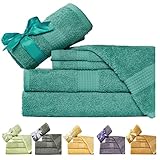 Weavely 6 Piece 100% Superior Cotton (600 GSM) Bath Towel Set, Hotel and Spa Quality Towel, Teal Aqua Color