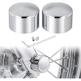 PBYMT Chrome Front Axle Nut Covers, CNC Aluminum Axle Nut Caps Compatible for Harley Davidson Softail Touring Road King Street Glide Electra Glide Iron 883 Fat Boy 2002-2024