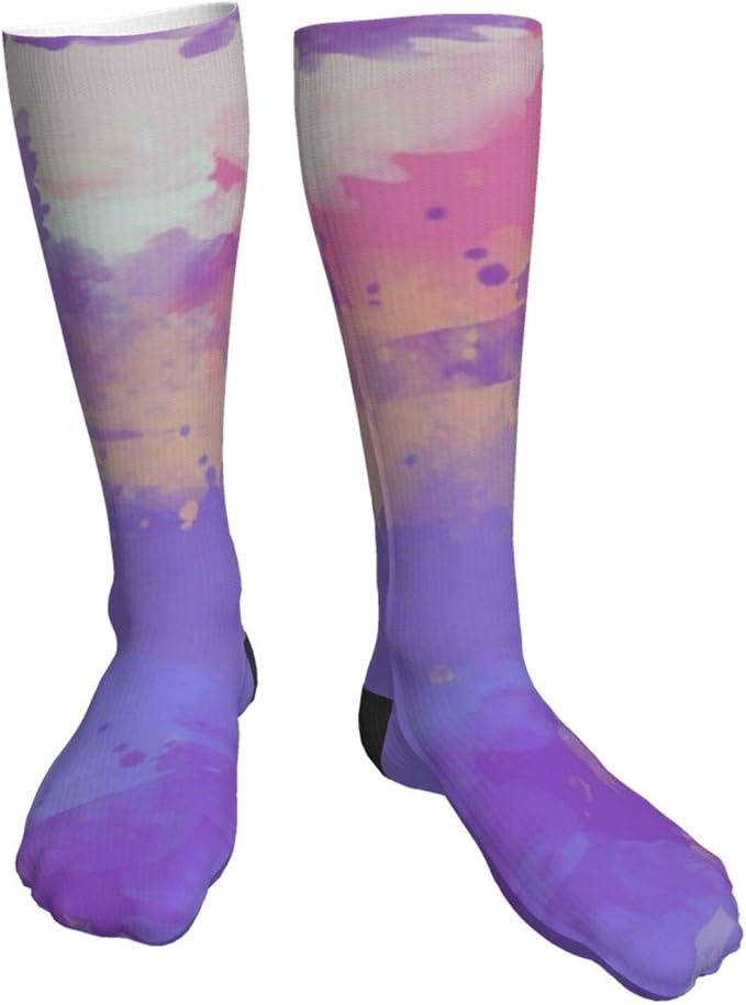 Purple Gradient Soft Warm Calf Knee Socks Breathable Athletic Socks For Men And