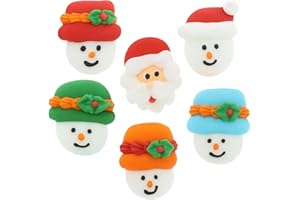 Christmas Cupcake Toppers, Holiday Cake Toppers, Royal Icing Decorations, Cupcake Decorations, Cake Toppers, Holiday, Edible, Cookies and Chocolates, by Global Sugar Art (Santa Snowmen, 36 Count)