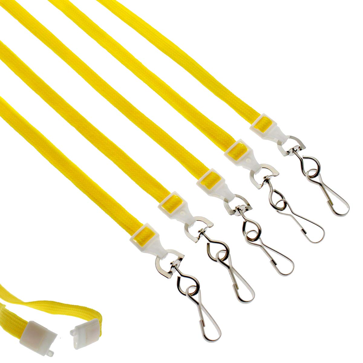 25 Pack - Premium Breakaway Lanyards for ID Badges - 3/8" Wide | 36 Inch Length | Flat Woven with Metal Swivel Hook by Specialist ID (Yellow)