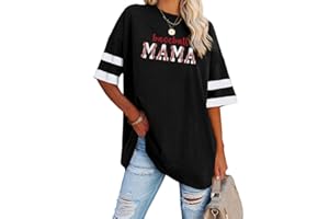 WOMFASHI Baseball Shirt Women Oversized Baseball Mom Shirt Embroidered Baseball Shirts Baseball Mama Gift Blouse