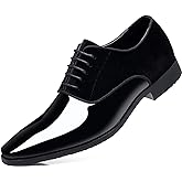 Men's Vintage High Gloss Dress Shoes Patent Leather Suede Oxford Formal Business Suit Tuxedo Shoes