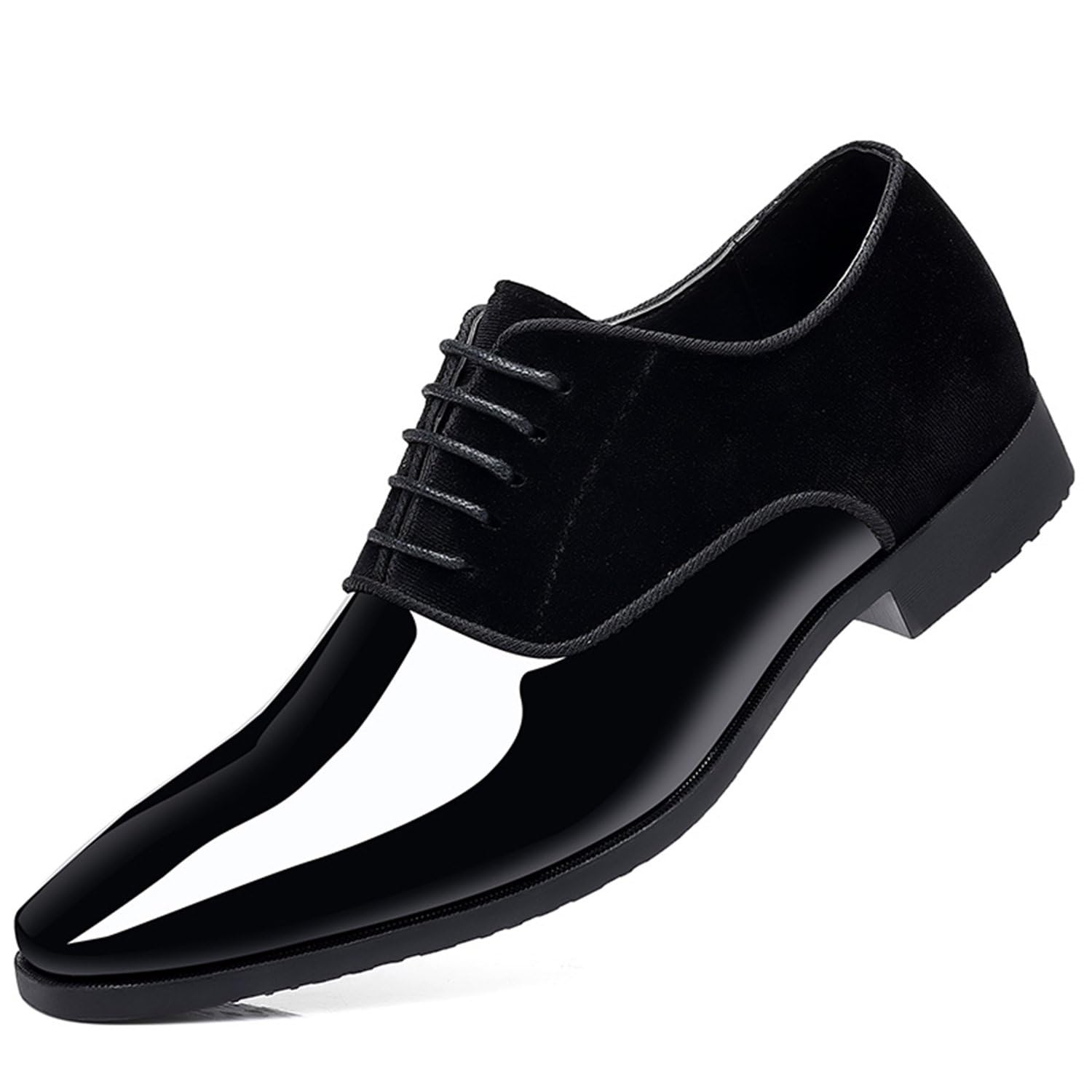 Photo 1 of Men's Vintage High Gloss Dress Shoes Patent Leather Suede Oxford Formal Business Suit Tuxedo Shoes Black