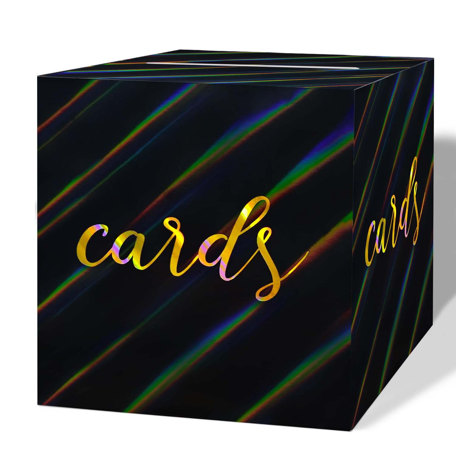 Photo 1 of SietDESEO Iridescent Black Card Box for Party 9 x 9 Inch Gift Card Box Holder for Wedding Birthday Graduation Baby Shower Decorations