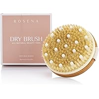 Rosena Dry Brushing Body Brush - Best for Exfoliating Dry Skin, Lymphatic Drainage, Cellulite Treatment & Massage with Natura
