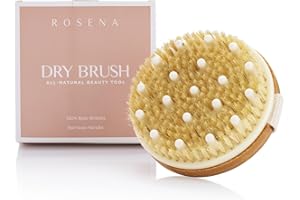 Rosena Dry Brushing Body Brush - Best for Exfoliating Dry Skin, Lymphatic Drainage, Cellulite Treatment & Massage with Natura