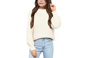Imily Bela Girls Mock Neck Pullover Sweaters Casual Long Sleeve Knit Jumper Tops