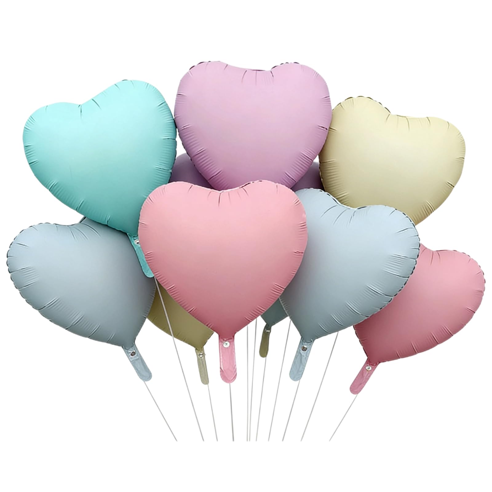 Pastel Heart Balloons, 12 Pcs Rainbow Macaron Pink Blue Green Purple Yellow Apricot Heart Shape Foil Balloon, 18 Inch Pastel Colorful Helium Balloon for Baby Shower Birthday Easter Bridal Shower Party