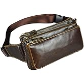 Hebetag Leather Fanny Pack Waist Bag for Men Women Outdoor Travel Hunting Hiking Camping Hip Bum Belt Cell Phone Purse Wallet Pouch