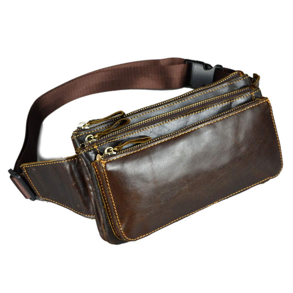 Xieben Vintage Leather Fanny Pack Waist Bag for Men Women Outdoor Travel Hunting Hiking Camping Hip Bum Belt Cell Phone Purse Wallet Pouch Coffee