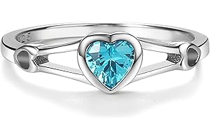 Precious Pieces Sterling Silver Simulated CZ Birthstone Heart Ring for Baby, Girl or Pinky